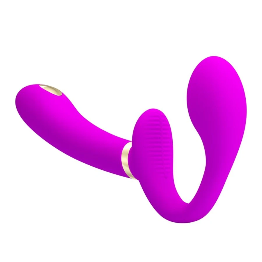 PRETTY LOVE - THUNDERBIRD DOUBLE STRAP-ON VIBRATOR REMOTE CONTROL PURPLE